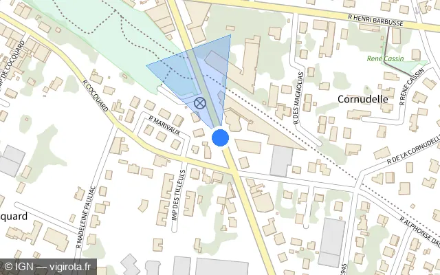 Vue plan de l'emplacement du radar de feu rouge à Bias