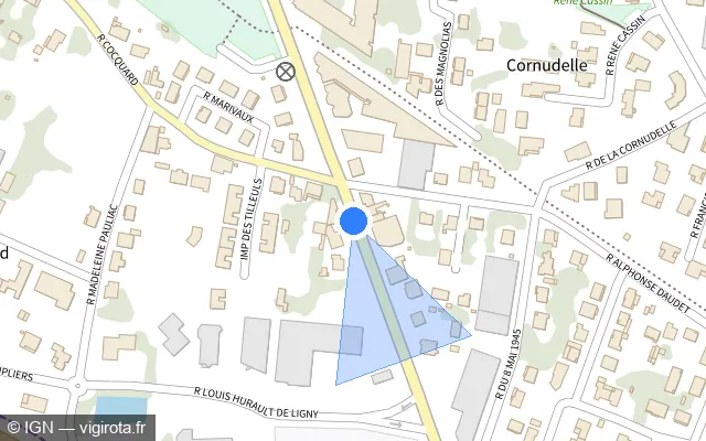Vue plan de l'emplacement du radar de feu rouge à Bias