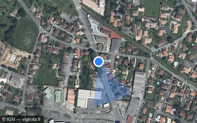 Vue satellite de l'emplacement du radar de feu rouge à Bias
