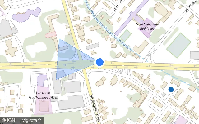 Vue plan de l'emplacement du radar de feu rouge à Agen