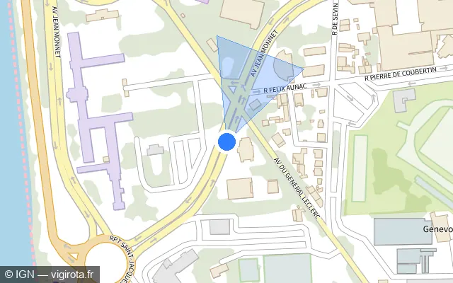 Vue plan de l'emplacement du radar de feu rouge à Agen