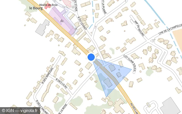 Vue plan de l'emplacement du radar de feu rouge à Brax