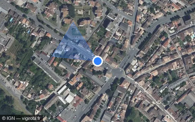 Vue satellite de l'emplacement du radar de feu rouge à Marmande