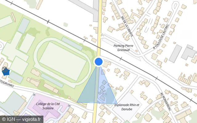 Vue plan de l'emplacement du radar de passage à niveau à Marmande