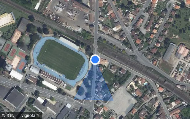 Vue satellite de l'emplacement du radar de passage à niveau à Marmande