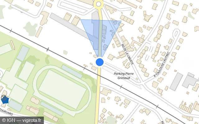 Vue plan de l'emplacement du radar de passage à niveau à Marmande