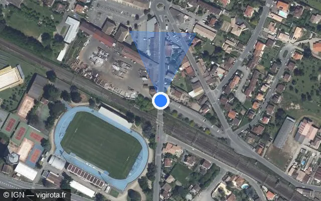 Vue satellite de l'emplacement du radar de passage à niveau à Marmande