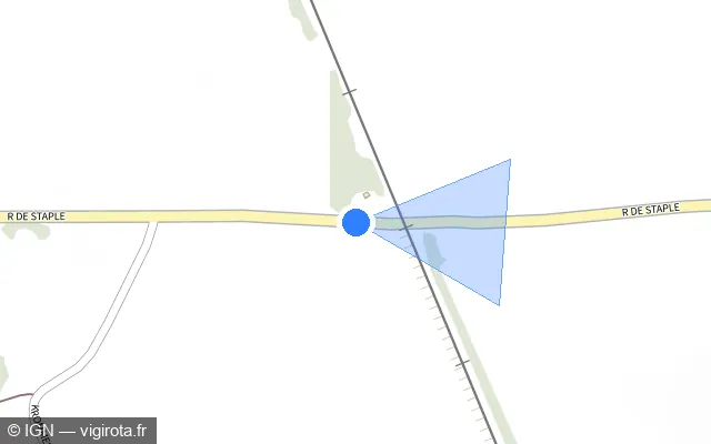Vue plan de l'emplacement du radar de passage à niveau à Hondeghem
