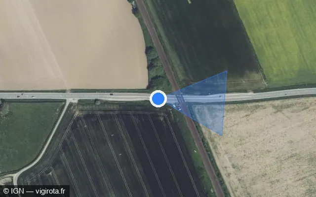 Vue satellite de l'emplacement du radar de passage à niveau à Hondeghem