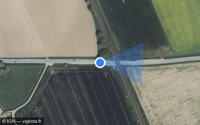 Vue satellite de l'emplacement du radar de passage à niveau à Hondeghem