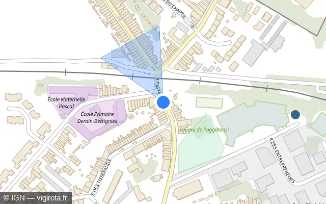 Vue plan de l'emplacement du radar de passage à niveau à La Madeleine