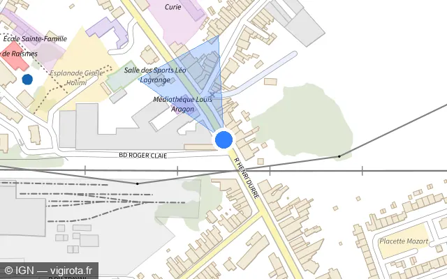 Vue plan de l'emplacement du radar de passage à niveau à Beuvrages