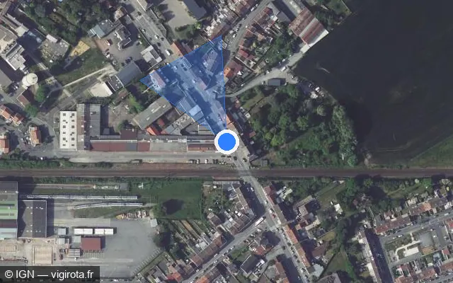 Vue satellite de l'emplacement du radar de passage à niveau à Beuvrages