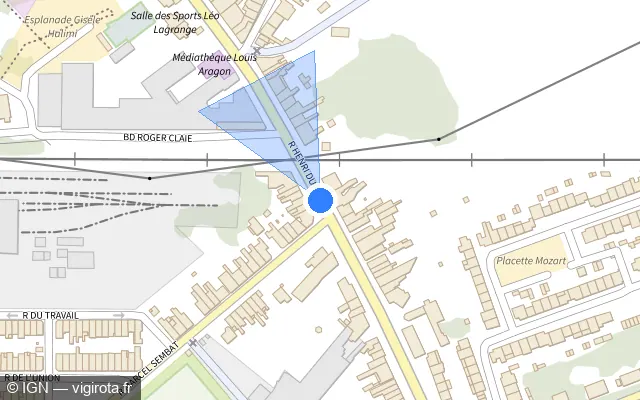 Vue plan de l'emplacement du radar de passage à niveau à Beuvrages