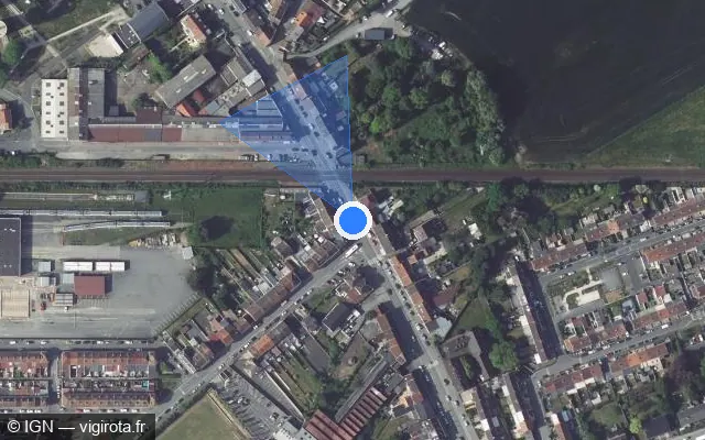 Vue satellite de l'emplacement du radar de passage à niveau à Beuvrages