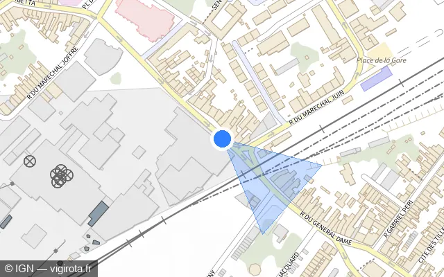 Vue plan de l'emplacement du radar de passage à niveau à Haubourdin