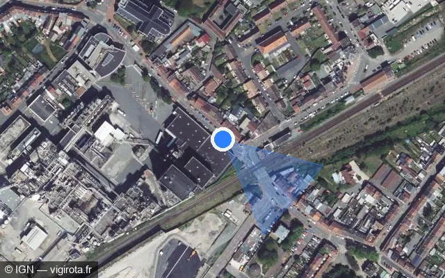 Vue satellite de l'emplacement du radar de passage à niveau à Haubourdin