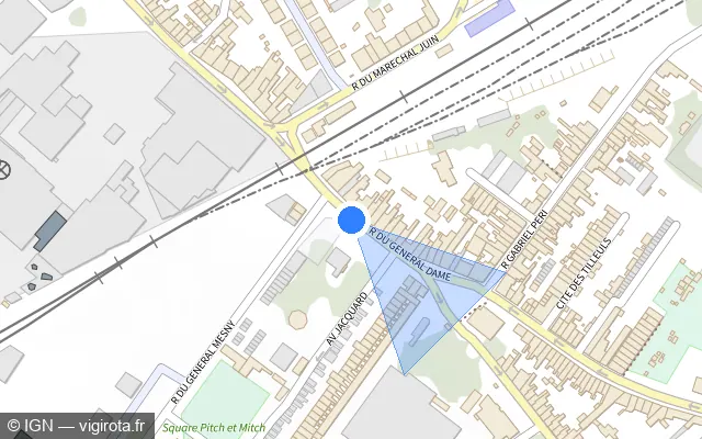 Vue plan de l'emplacement du radar de passage à niveau à Haubourdin