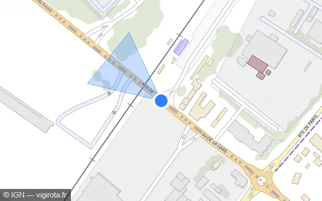 Vue plan de l'emplacement du radar de passage à niveau à Le Plessis-Belleville