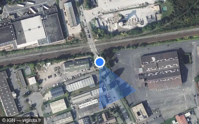 Vue satellite de l'emplacement du radar de passage à niveau à Saint-Laurent-Blangy