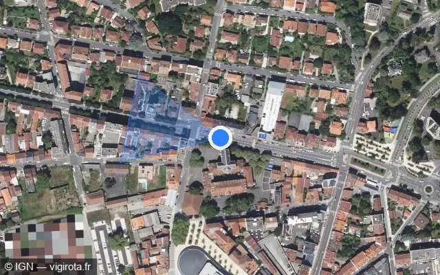 Vue satellite de l'emplacement du radar de feu rouge à Billère