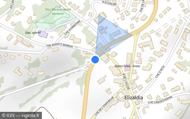 Vue plan de l'emplacement du radar de feu rouge à Guéthary