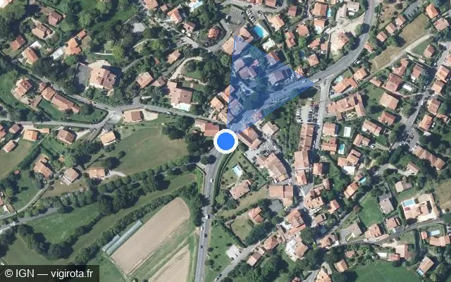 Vue satellite de l'emplacement du radar de feu rouge à Guéthary