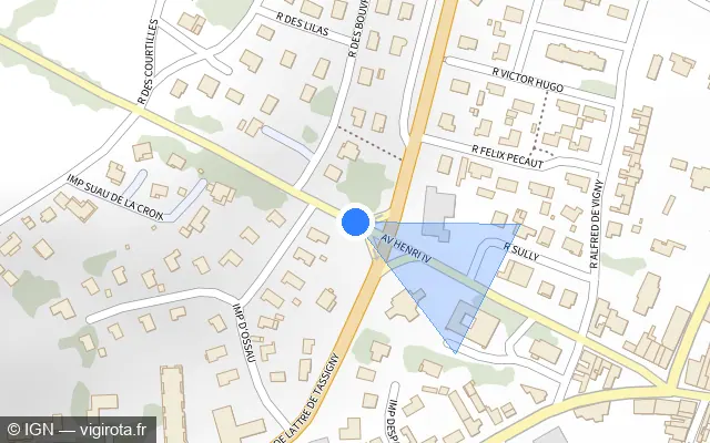 Vue plan de l'emplacement du radar de feu rouge à Orthez