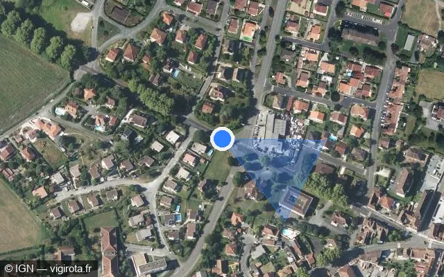 Vue satellite de l'emplacement du radar de feu rouge à Orthez