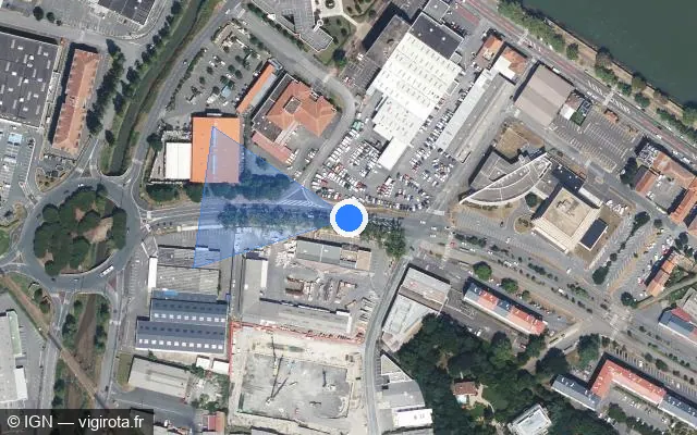 Vue satellite de l'emplacement du radar de feu rouge à Anglet