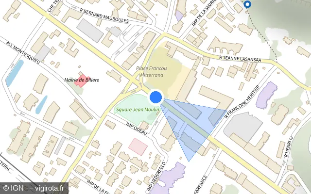 Vue plan de l'emplacement du radar de feu rouge à Billère