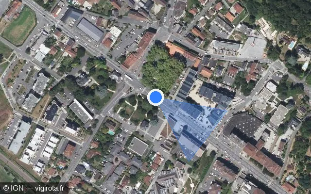 Vue satellite de l'emplacement du radar de feu rouge à Billère