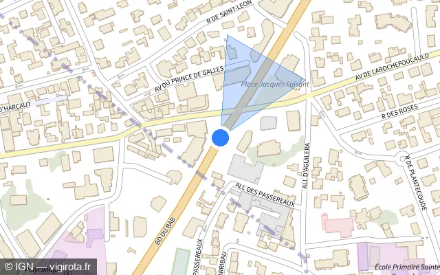 Vue plan de l'emplacement du radar de feu rouge à Anglet