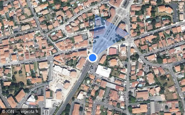 Vue satellite de l'emplacement du radar de feu rouge à Anglet