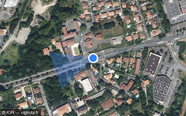 Vue satellite de l'emplacement du radar de feu rouge à Anglet