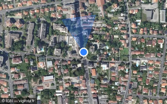 Vue satellite de l'emplacement du radar de feu rouge à Billère