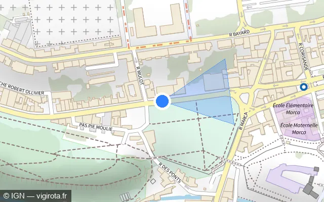 Vue plan de l'emplacement du radar de feu rouge à Billère