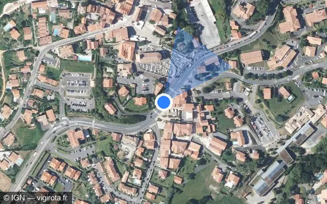 Vue satellite de l'emplacement du radar de feu rouge à Bidart