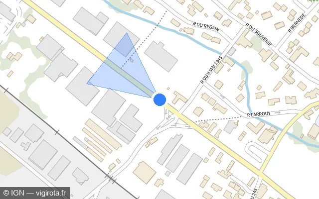 Vue plan de l'emplacement du radar de feu rouge à Lons