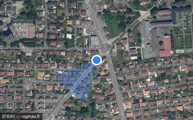 Vue satellite de l'emplacement du radar de feu rouge à Tarbes