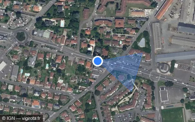 Vue satellite de l'emplacement du radar de feu rouge à Laloubère