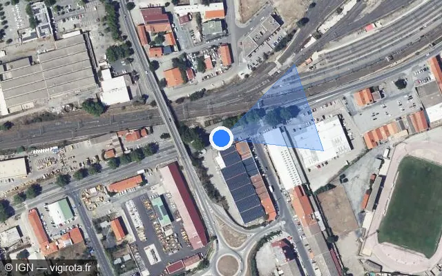 Vue satellite de l'emplacement du radar de feu rouge à Perpignan