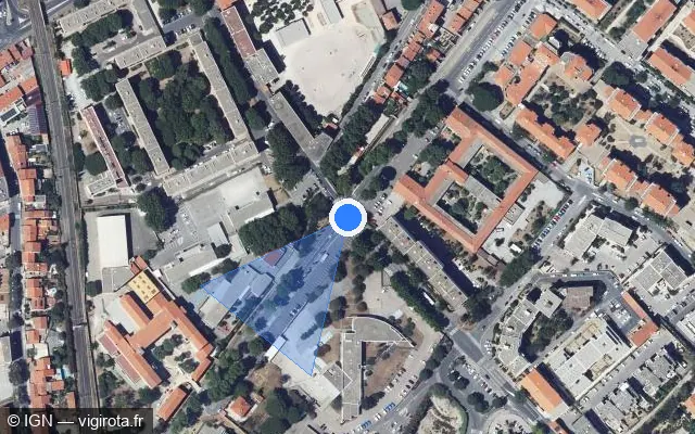 Vue satellite de l'emplacement du radar de feu rouge à Perpignan