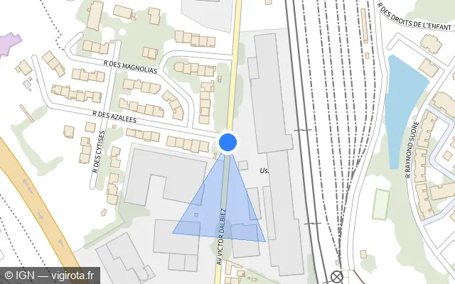 Vue plan de l'emplacement du radar de feu rouge à Perpignan