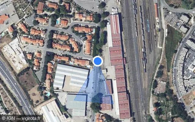 Vue satellite de l'emplacement du radar de feu rouge à Perpignan