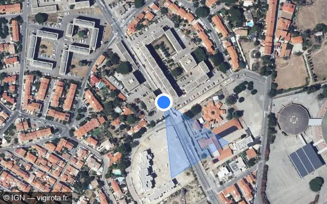 Vue satellite de l'emplacement du radar de feu rouge à Perpignan