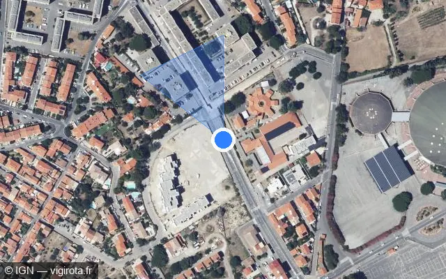 Vue satellite de l'emplacement du radar de feu rouge à Perpignan