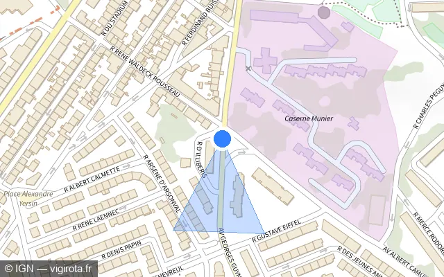 Vue plan de l'emplacement du radar de feu rouge à Perpignan