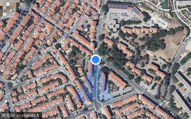Vue satellite de l'emplacement du radar de feu rouge à Perpignan