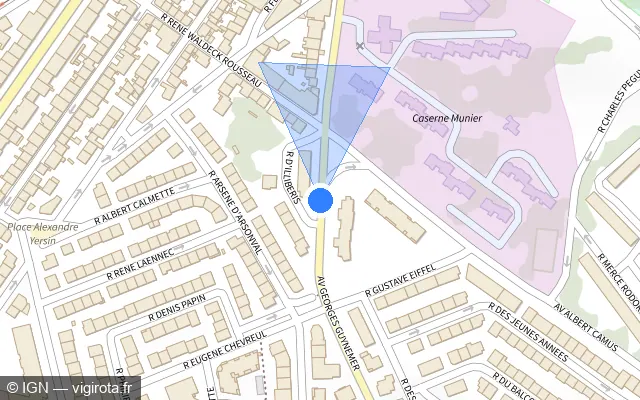 Vue plan de l'emplacement du radar de feu rouge à Perpignan